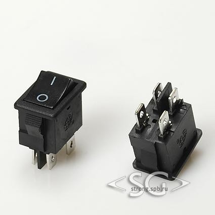 Переключатель RS-601D (KCD1-104BO0111KKA с другими размерами) 6A 4pin  BLACK