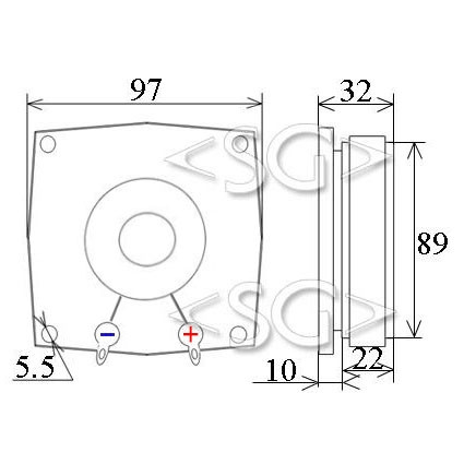 Громкоговоритель ( динамик) TW-10 (98*h34*откр.магн.89mm) 25 Ohm, 10W, пластик, (10ГДВ-35) Громкоговоритель ( динамик) TW-10 (98*h34*откр.магн.89mm) 25 Ohm, 10W, пластик, (10ГДВ-35)