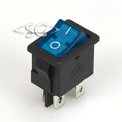 Переключатель KCD1-104B ( KCD1-104BN0111BKA) (маркировка KCD8) 6A 4pin BLUE light