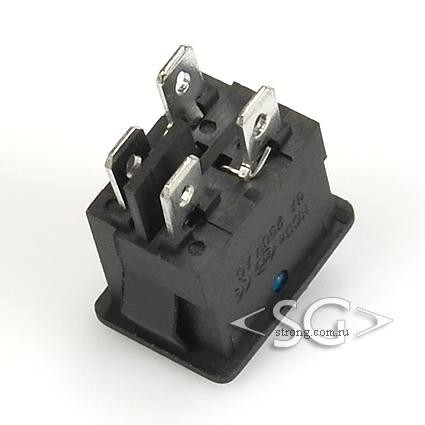 Переключатель KCD1-104B ( KCD1-104BN0111BKA) (маркировка KCD8) 6A 4pin BLUE light