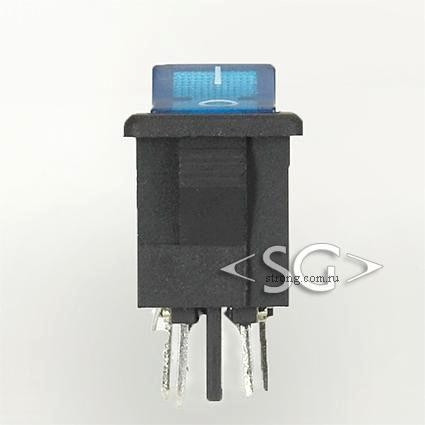 Переключатель KCD1-104B ( KCD1-104BN0111BKA) (маркировка KCD8) 6A 4pin BLUE light