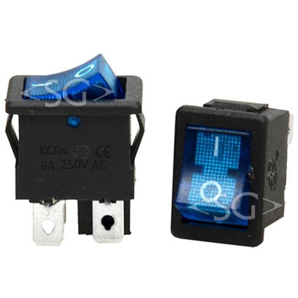 Переключатель KCD1-104B ( KCD1-104BN0111BKA) (маркировка KCD8) 6A 4pin BLUE light