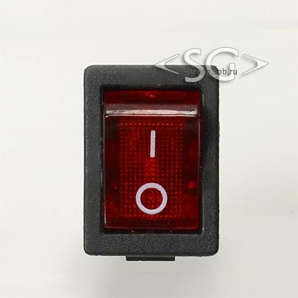 Переключатель KCD1-104B (KCD1-104BN0111RKA) 6A 4pin RED light