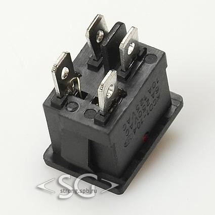 Переключатель KCD1-104B (KCD1-104BN0111RKA) 6A 4pin RED light