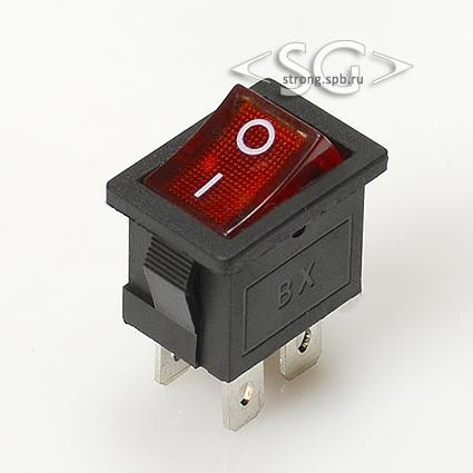 Переключатель KCD1-104B (KCD1-104BN0111RKA) 6A 4pin RED light