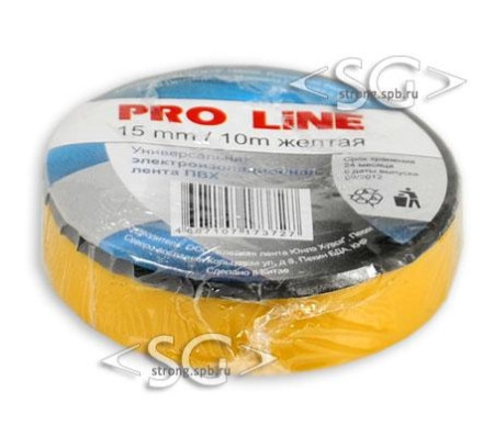 Изолента ПВХ  Pro Line 15mm/10m жёлтая