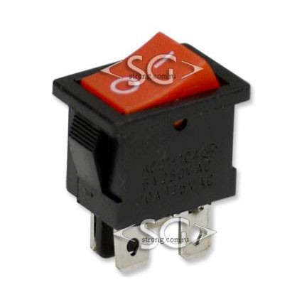 Переключатель KCD1-104B (KCD1-104BO0111RKA) матовый 6A 4pin RED