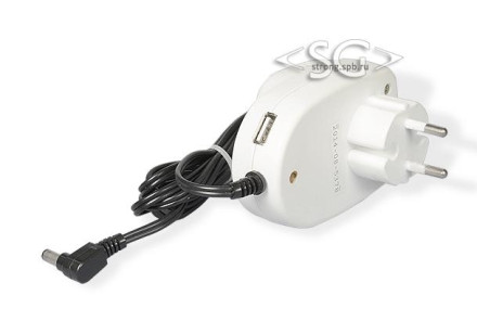 Адаптер питания Нейва-098-5 USB    5V 0.4А   1,7м шнур, штекер 5,0/2,1(+) мм угловой +разъём USB