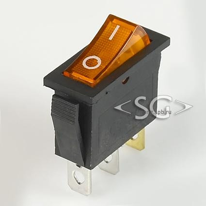 Переключатель KCD3-1 (KCD3-101N11CYK) 16A 3pin YELLOW light
