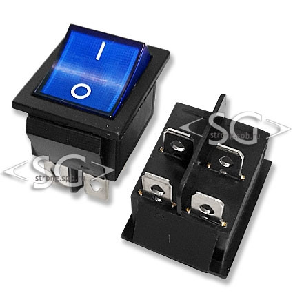 Переключатель KCD4-201 (KCD4-201N11CBKA) 16A 4pin BLUE light