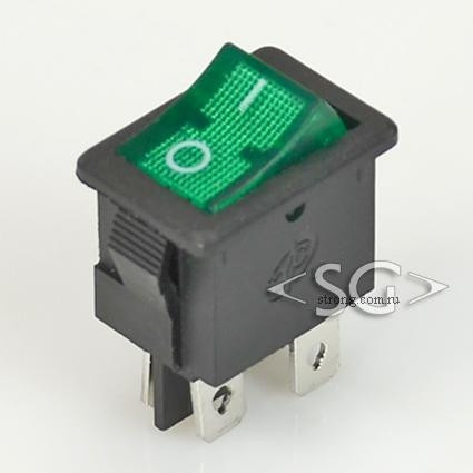Переключатель KCD1-104B (KCD1-104BN0111GKA) (маркировка KCD8) 6A 4pin GREEN light