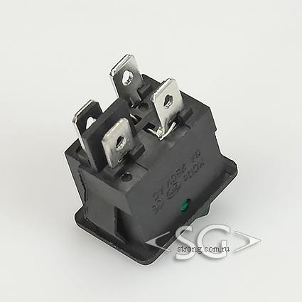 Переключатель KCD1-104B (KCD1-104BN0111GKA) (маркировка KCD8) 6A 4pin GREEN light