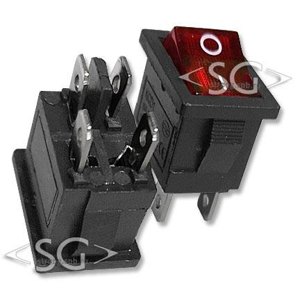 Переключатель KCD1-104B (KCD1-104BN0111RKA) 6A 4pin RED light