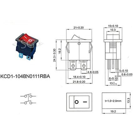 Переключатель KCD1-104B (KCD1-104BN0111RKA) 6A 4pin RED light