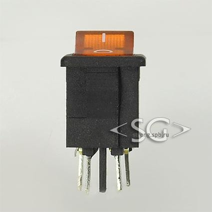 Переключатель KCD1-104B (KCD1-104BN0111YBA) (маркировка KCD8) 6A 4pin YELLOW  light