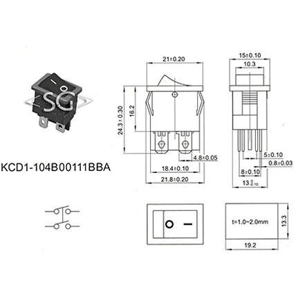 Переключатель KCD1-104B (KCD1-104BO0111KKA) (маркировка KCD6) 6A 4pin BLACK