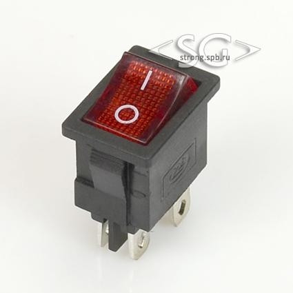 Переключатель KCD1-104B (KCD1-104BO0111RKA матовый, без подсветки) 6A 4pin RED