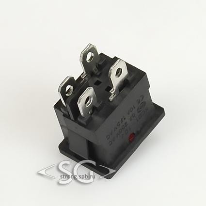 Переключатель KCD1-104B (KCD1-104BO0111RKA матовый, без подсветки) 6A 4pin RED