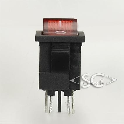 Переключатель KCD1-104B (KCD1-104BO0111RKA матовый, без подсветки) 6A 4pin RED