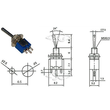 Тумблер SMTS-102 2пол. 3pin Тумблер SMTS-102 2пол. 3pin