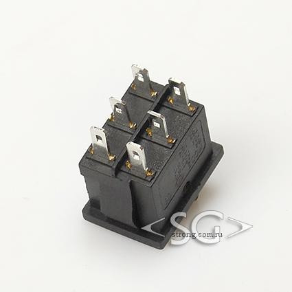 Переключатель KCD1-202 (KCD1-20211KK) (маркировка KCD2) 6A 6pin BLACK