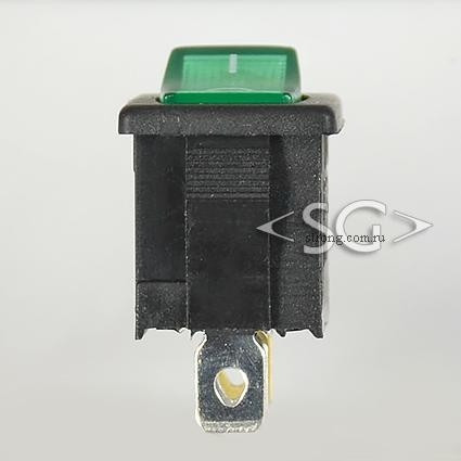 Переключатель KCD1-B2 (KCD1-B2101N11GK) (маркировка KCD7) 6A 3pin GREEN  light