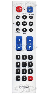 Пульт дистанционного управления универсальный для TV E-TV4L +обучение  (инструкция на русском языке) в коробке