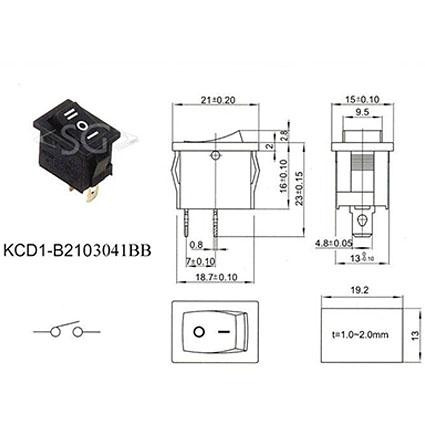 Переключатель KCD1-B2 (KCD1-B2103O41KK) (маркировка KCD1-103) 6A 3pin BLACK
