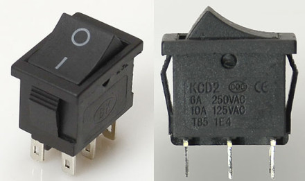 Переключатель KCD1-202 (KCD1-20211KK-SN) 6A 6pin BLACK Нейлон/Посеребр. конт. Переключатель KCD1-202 (KCD1-20211KK-SN) 6A 6pin BLACK Нейлон/Посеребр. конт.