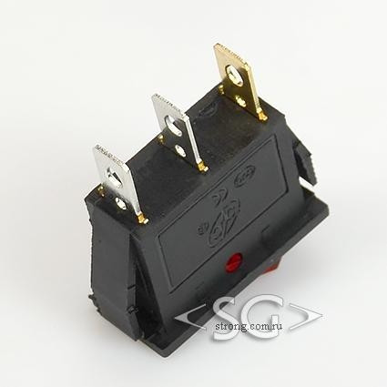 Переключатель KCD3-1 (KCD3-101C11CRK) 12V  (маркировка KCD2) 16A 3pin RED light