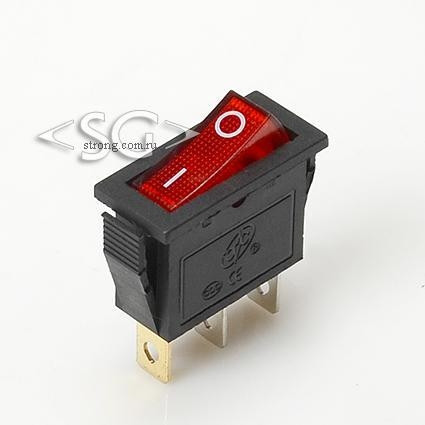 Переключатель KCD3-1 (KCD3-101D11CRK)  24V (маркировка KCD2) 16A 3pin RED light