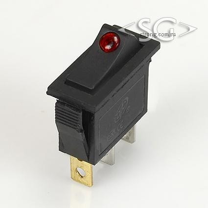 Переключатель KCD3-1 (KCD3-101L81DRK) (маркировка KCD2) 16A 3pin BLACK light