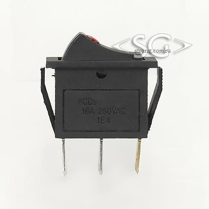 Переключатель KCD3-1 (KCD3-101L81DRK) (маркировка KCD2) 16A 3pin BLACK light