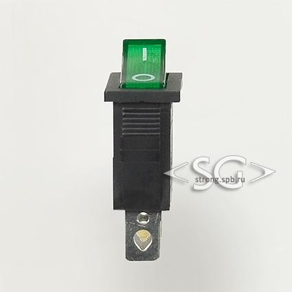 Переключатель KCD3-1 (KCD3-101N11CGK) 16A 3pin GREEN light