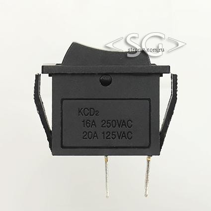 Переключатель KCD3-1 (KCD3-101O11CKK) (маркировка KCD2) 16A 2pin BLACK