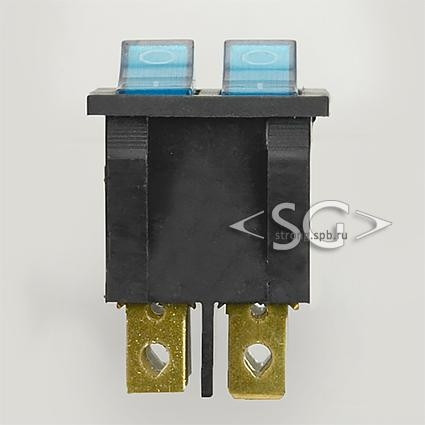 Переключатель KCD3-2 (KCD3-201N11CBK) (маркировка KCD6) 16A 6pin BLUE light