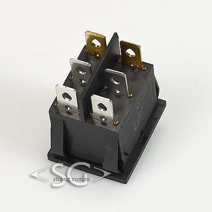 Переключатель KCD3-2 (KCD3-201N11CGK) (маркировка KCD6) 16A 6pin GREEN light
