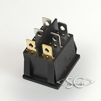 Переключатель KCD3-2 (KCD3-201N11CYK) (маркировка KCD6) 16A 6pin YELLOW light