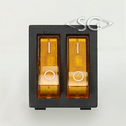 Переключатель KCD3-2 (KCD3-201N11CYK) (маркировка KCD6) 16A 6pin YELLOW light