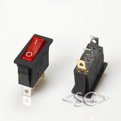 Переключатель KCD3-A1 (KCD3-A1101N11CRK) (маркировка KCD2) 16A 3pin RED light