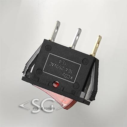 Переключатель KCD3-A1 (KCD3-A1101N11CRK) (маркировка KCD2) 16A 3pin RED light