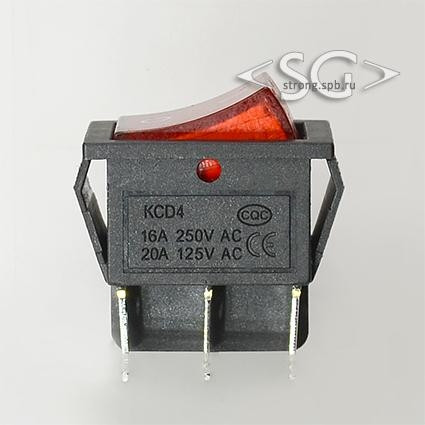 Переключатель KCD4-201 (KCD4-201N11CRKA) (6pin) 16A 6pin RED light