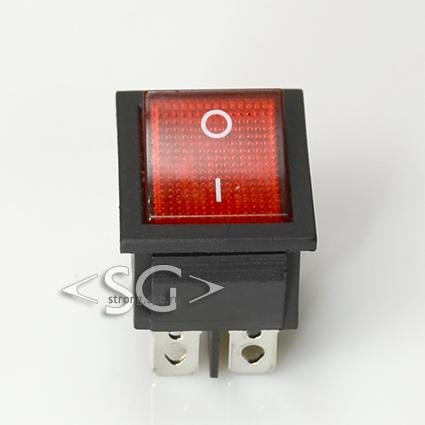Переключатель KCD4-201 (KCD4-201N11CRKA) (6pin) 16A 6pin RED light