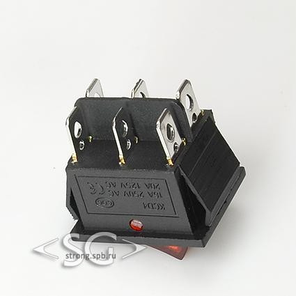 Переключатель KCD4-201 (KCD4-201N11CRKA) (6pin) 16A 6pin RED light