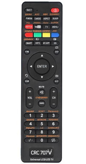 Пульт дистанционного управления универсальный для TV(мульти бренд) CRC707V (корп.типа MYSTERY MTV-2622) блистер