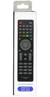 Пульт дистанционного управления универсальный для DVB-T2+3 ресиверов ver 2023 (длинные) в коробке Пульт дистанционного управления универсальный для DVB-T2+3 ресиверов ver 2023 (длинные) в коробке