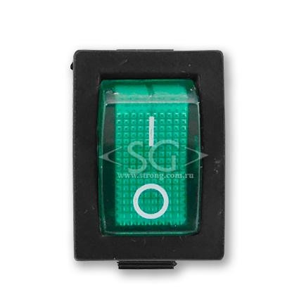 Переключатель KCD1-B2 (KCD1-B2101N11GK)* 6A 3pin GREEN light