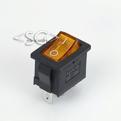 Переключатель KCD1-B2 (KCD1-B2101N11YK)* 6A 3pin YELLOW light