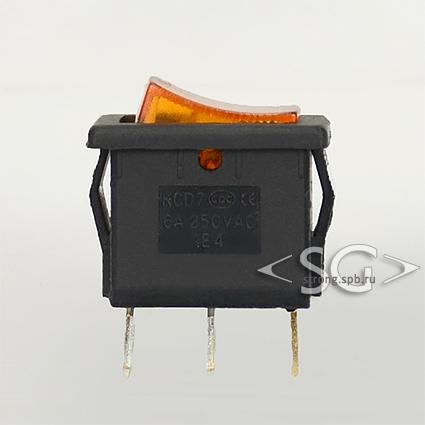 Переключатель KCD1-B2 (KCD1-B2101N11YK)* 6A 3pin YELLOW light