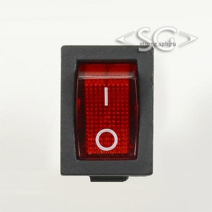 Переключатель KCD1-B2 (KCD1-B2101N11RK)* 6A 3pin RED light